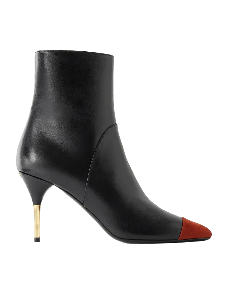 Sinead Bootie 85 suede-trimmed leather ankle boots