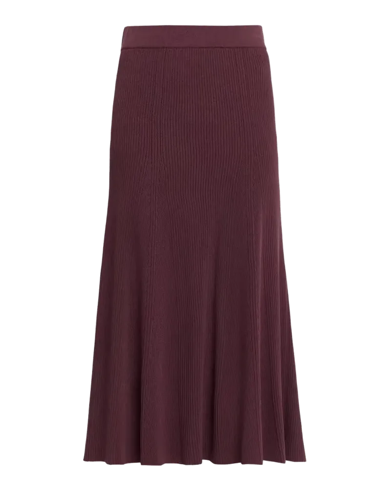 Rib Knit A-Line Midi Skirt