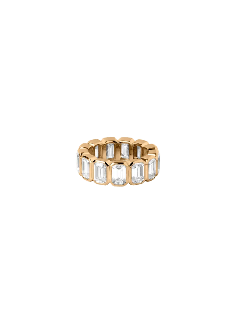 14K EMERALD-CUT BEZEL ETERNITY BAND IN LAB DIAMOND, 14K YELLOW GOLD