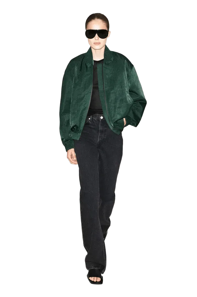 GATHERED NYLON BOMBER JACKET