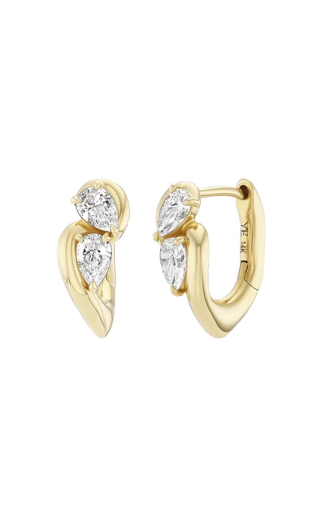 14K Yellow Gold Contour Duet Huggies