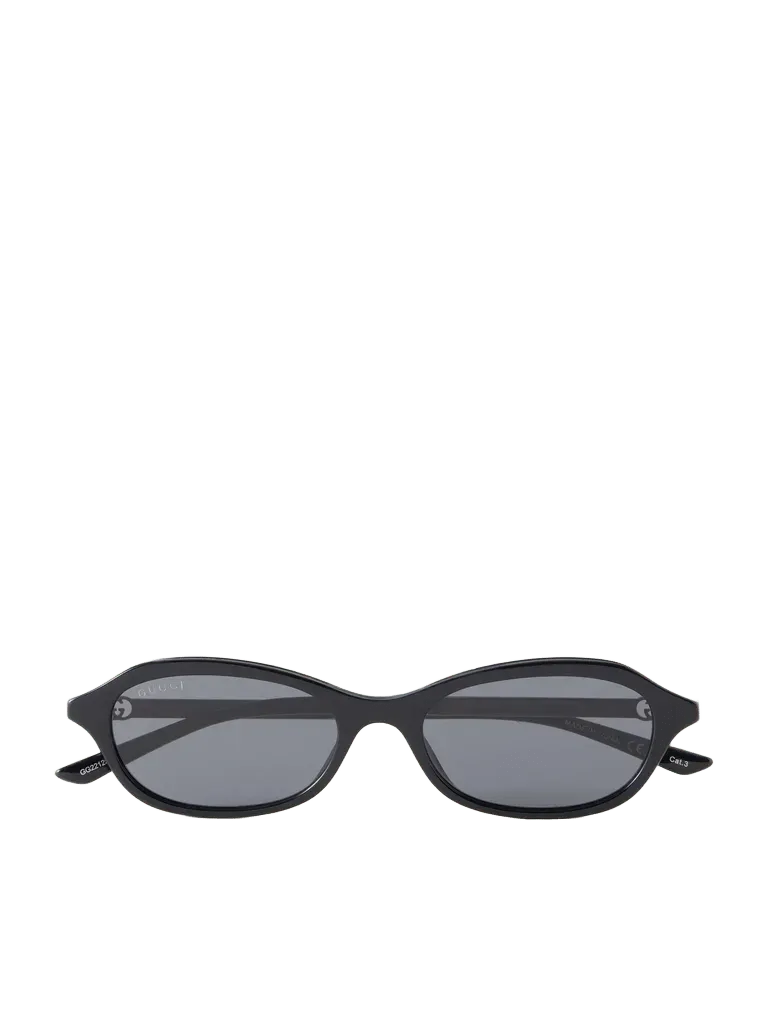 Bella Interlocking G-detailed oval-frame silver-tone recycled-acetate sunglasses