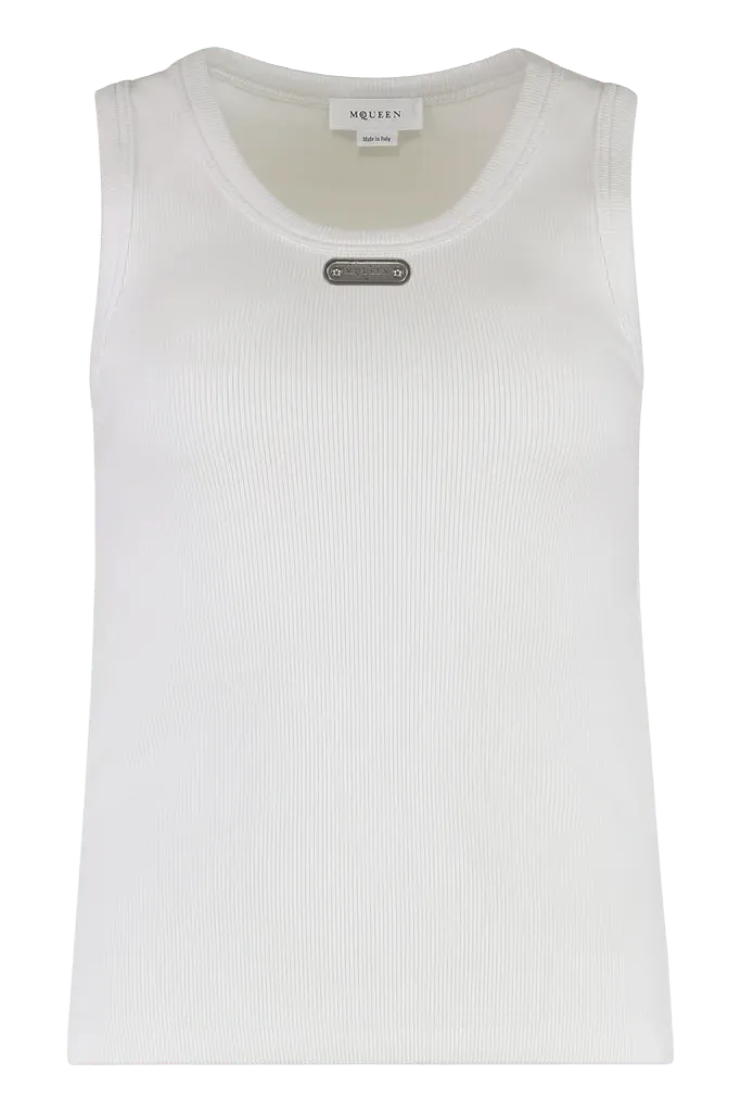 Mcq By Alexander Mcqueen Ribbed Knit Cotton Tank Top — White