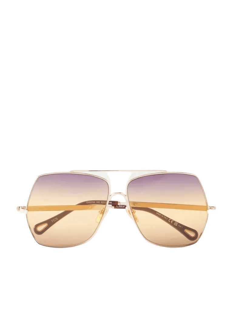 Aly square-frame gold-tone sunglasses