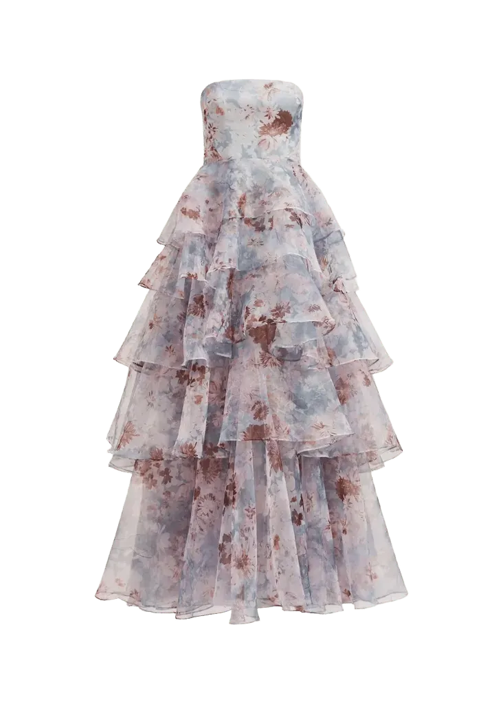Gabriella Strapless Tiered Ruffle Gown