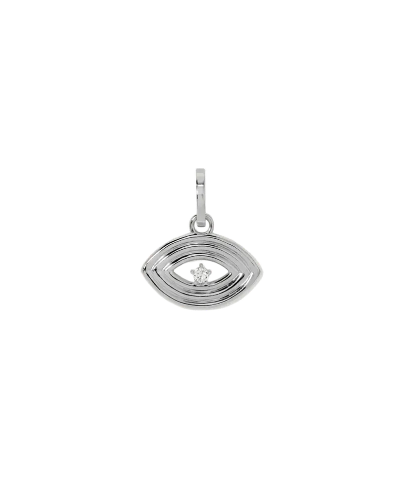 Groovy Diamond Evil Eye Hinged Charm in Sterling Silver