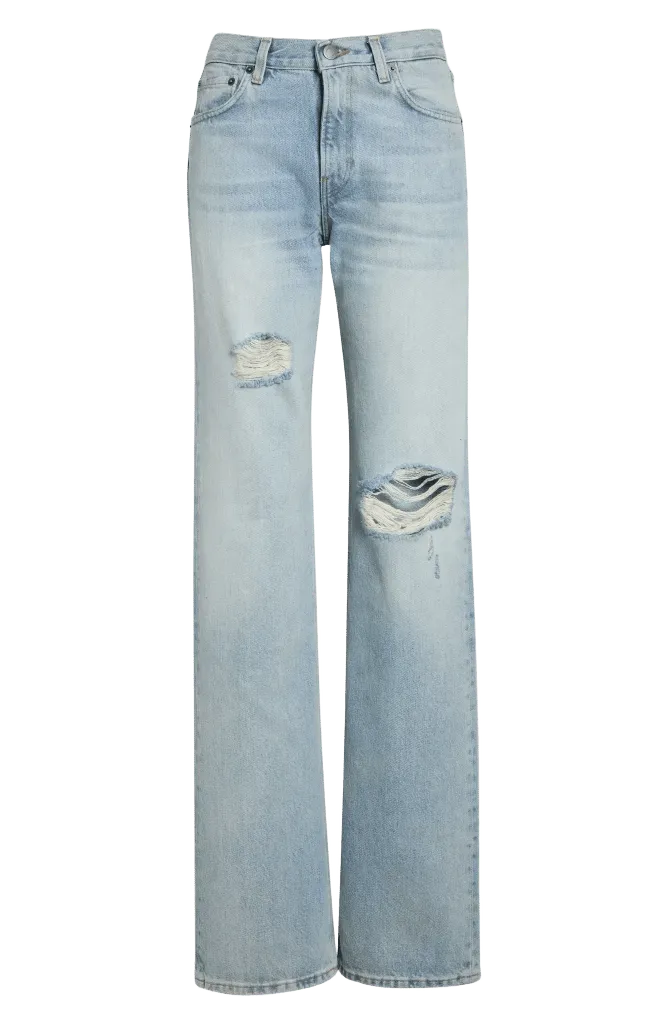 Star Ripped High Waist Wide Leg Jeans