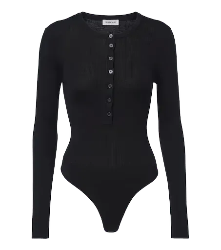 Susanne ribbed silk and cashmere bodysuit