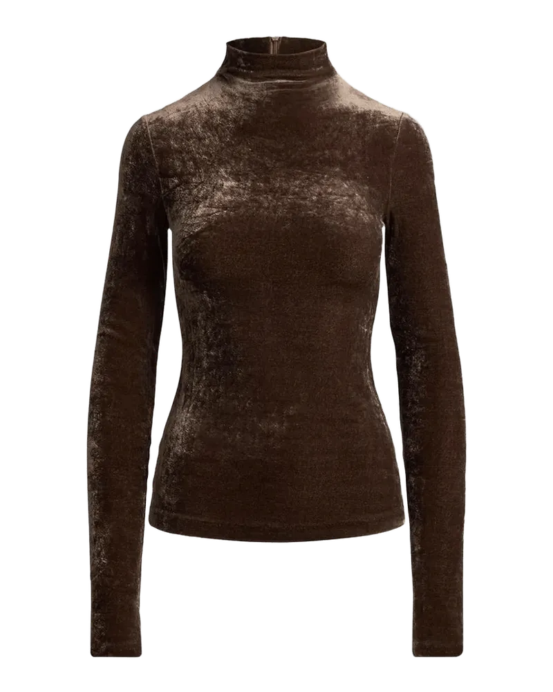 Ilene Velour Mock-Neck Long-Sleeve Top