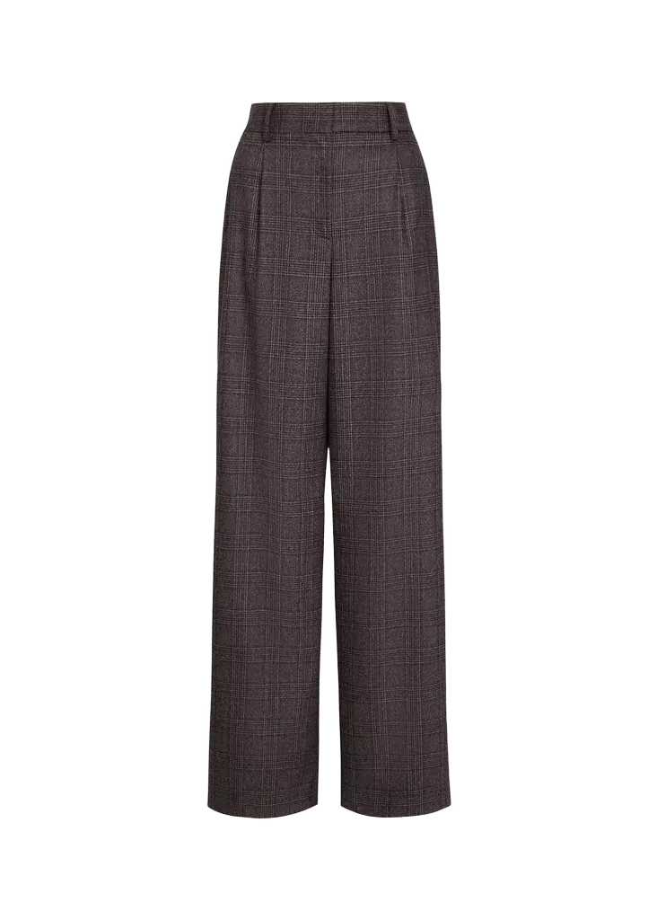 Hudson Checked Pleated Straight-Leg Pants
