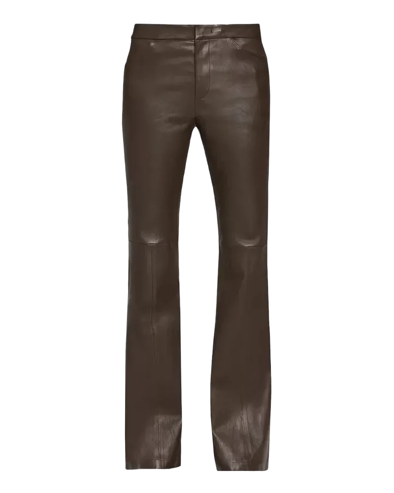 Mid-Rise Stretch-Leather Flare Pants