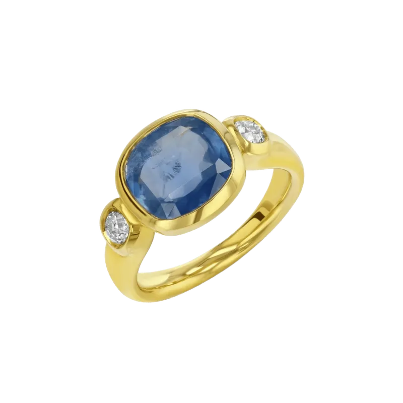 4.48ct Burma Sapphire & Diamond Floating Bezel Ring