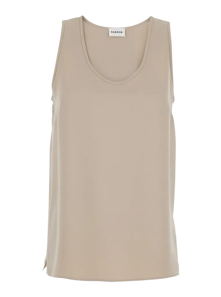 P.A.R.O.S.H. Lightweight Polyester Tank Top — Beige