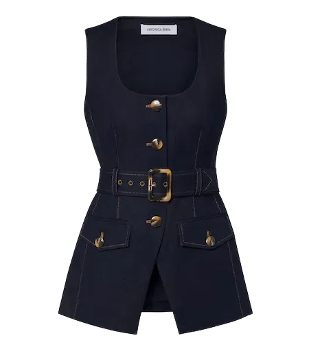 Becker belted denim vest