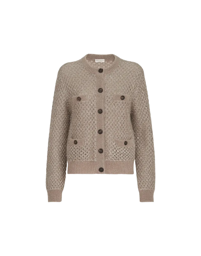 Dazzling net cardigan in mohair
