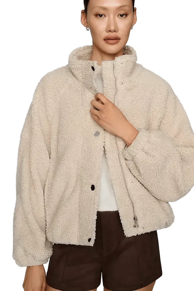 RD Style Sherpa Fleece Funnel Neck Jacket