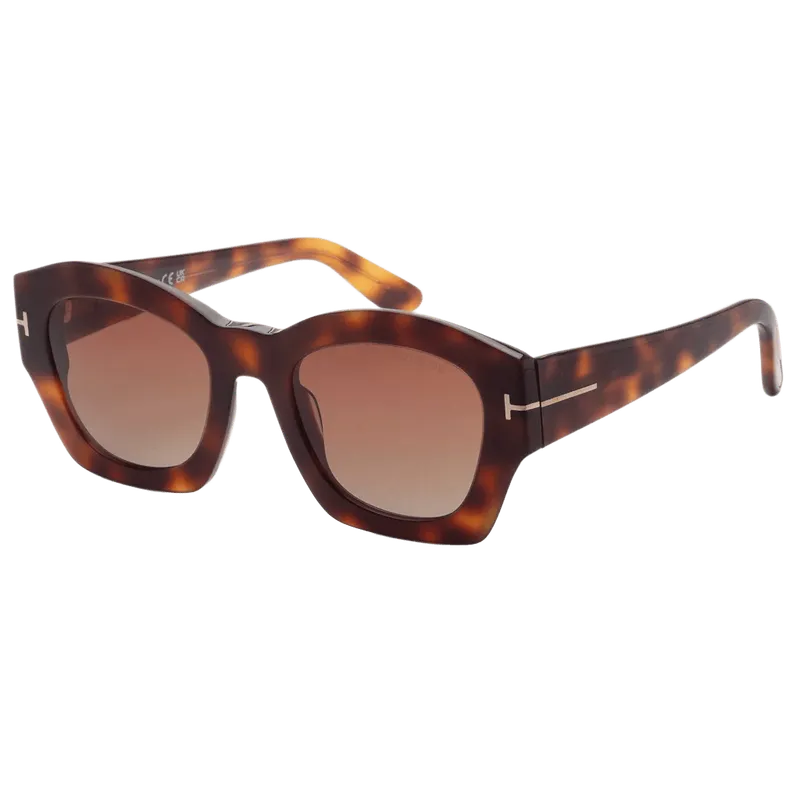 Tom Ford FT108353F52 Tortoiseshell Square-Frame Sunglasses — Brown