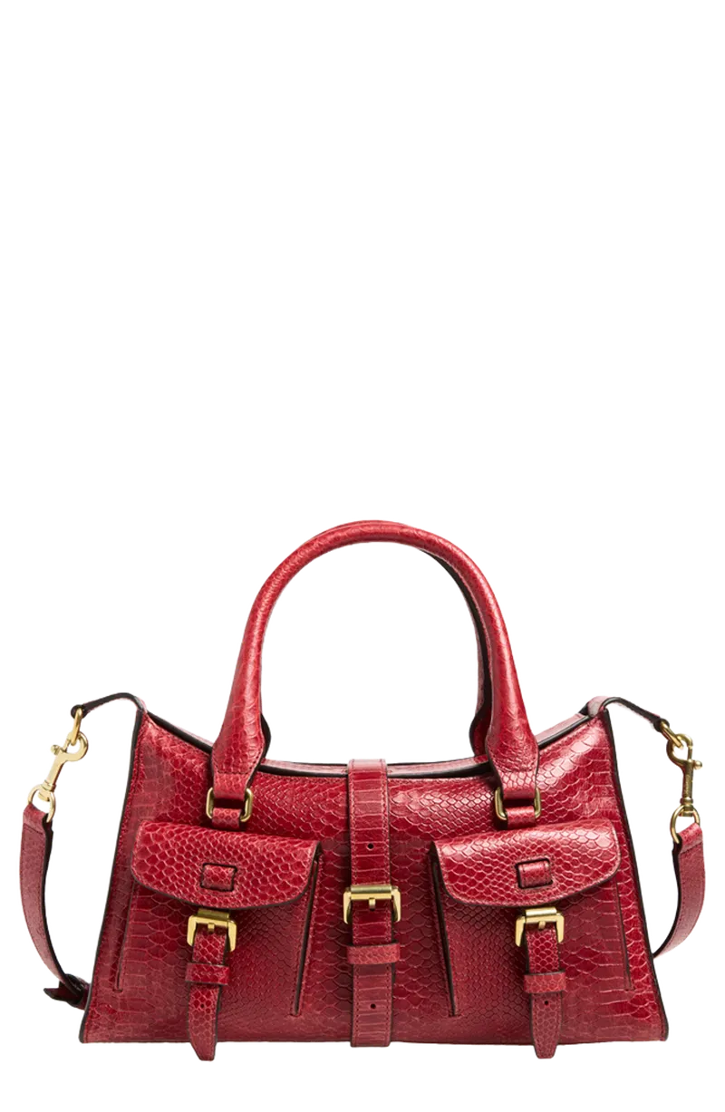 Small Roxanne Croc Embossed Leather Satchel