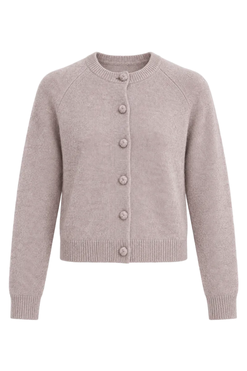 Wheat Cashmere Knot Button Phoebe Cardigan