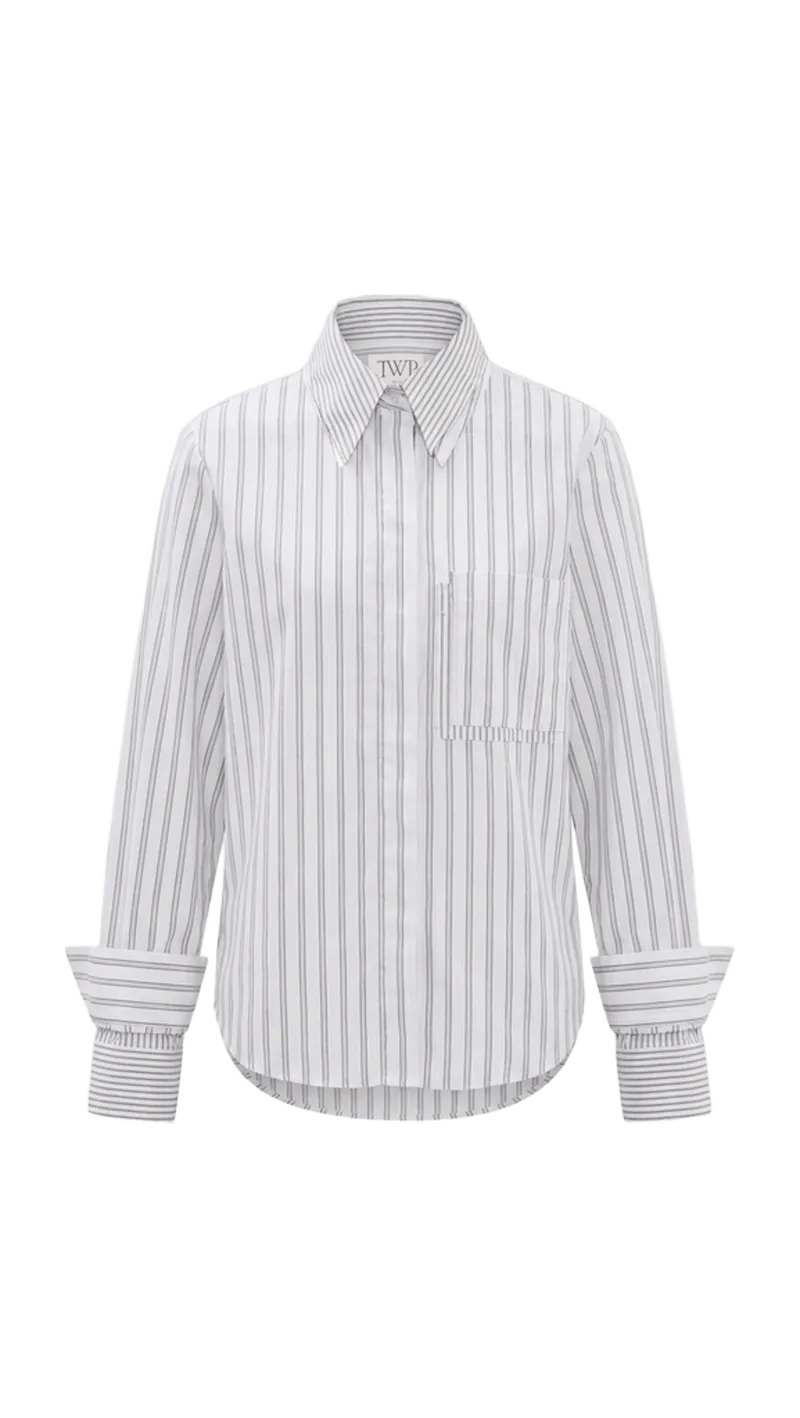 Double Layer Boyfriend Button Down Shirt
