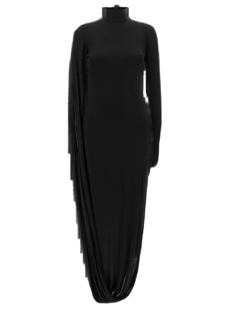 Giuseppe Di Morabito Draped Panel Viscose Dress — Black