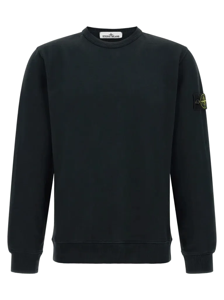 Stone Island Logo-Patch Cotton Sweatshirt — Black