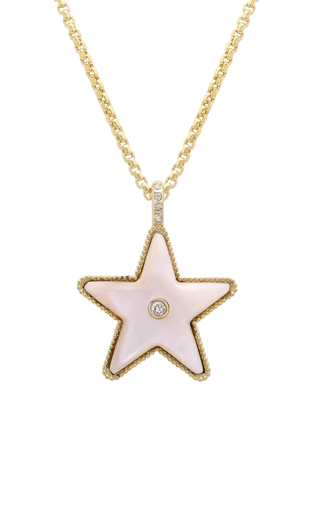 Star Power Pink Mother-of-Pearl and Diamond Necklace