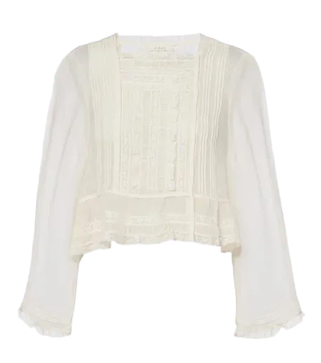 Elodine lace-trimmed silk chiffon top