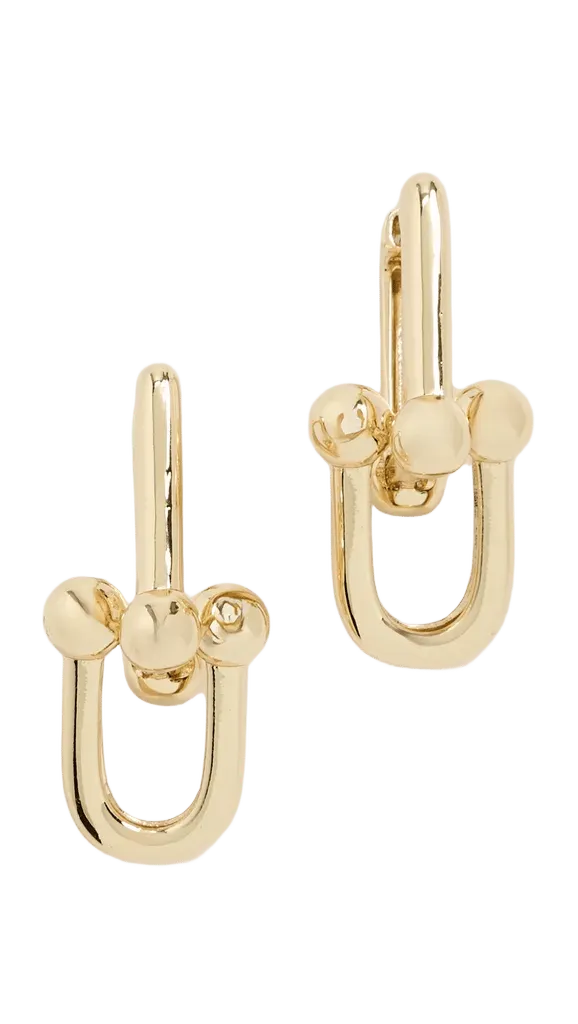 Double U Link Drop Huggie Earrings