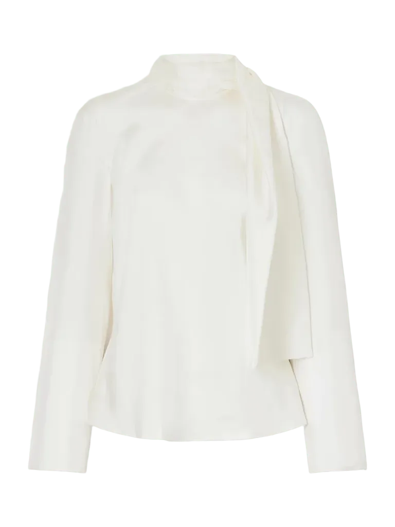 Tie-detailed silk-satin blouse