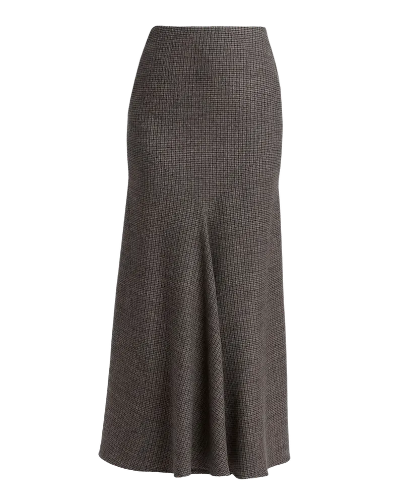 Metallic Check Wool Trumpet Midi Skirt