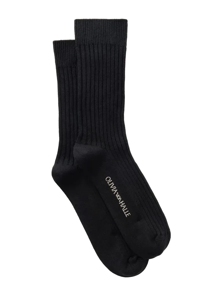 Spencer ribbed silk and cashmere-blend socks - black - One Size