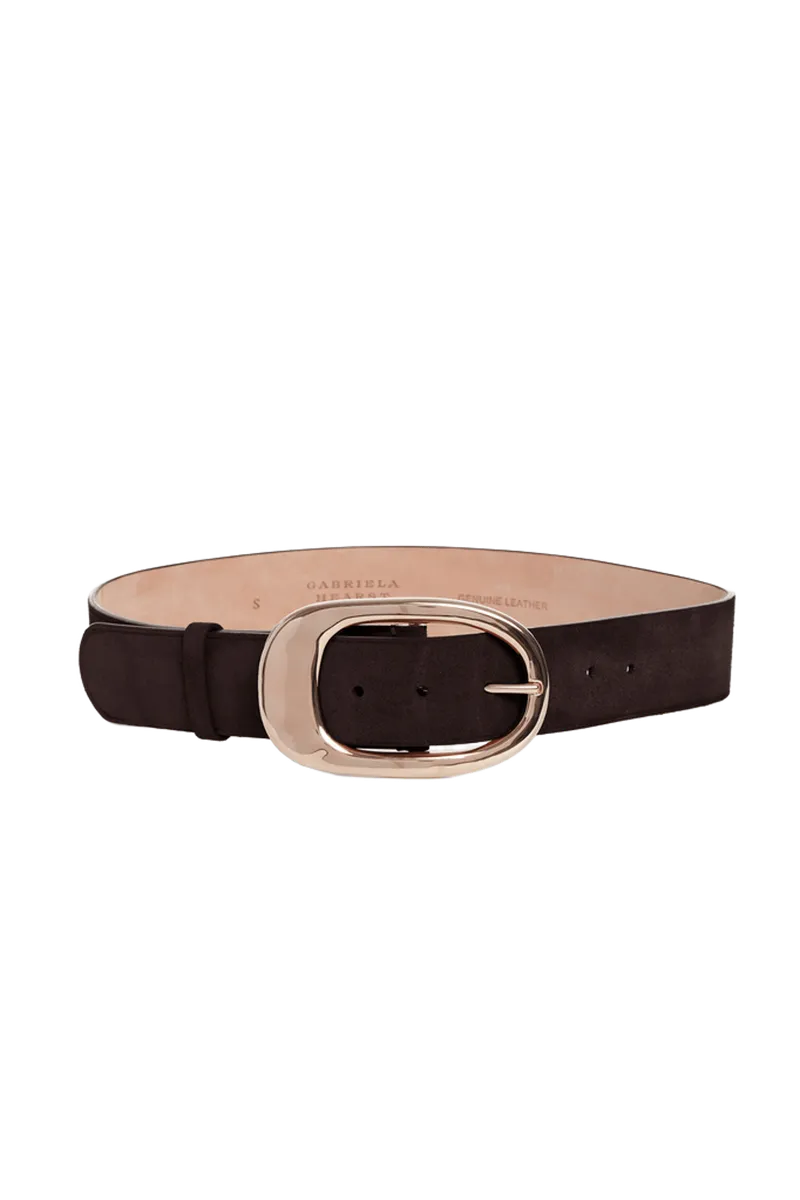 Lozewce Belt in Dark Brown Suede