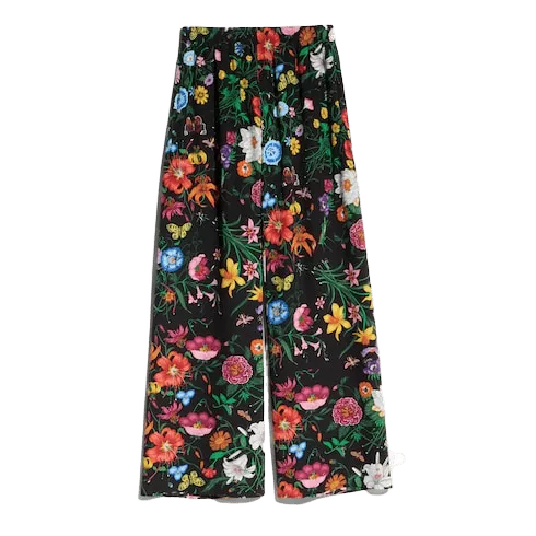 Printed silk leisure pants