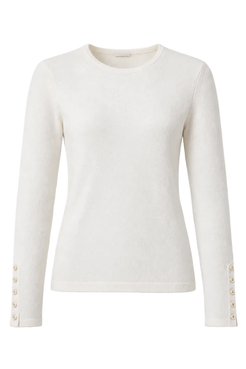 Ivory Solid Jamey Sequin Cashmere Sweater | Women's Sweaters | J.McLaughlin