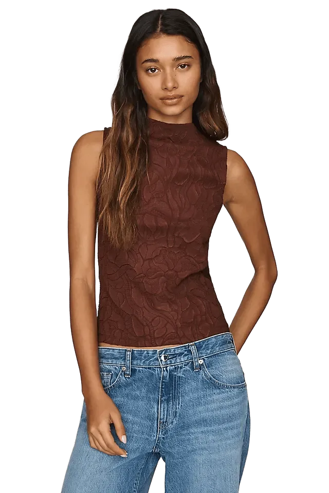 Scotch & Soda Embossed Pleated Mock-Neck Tank