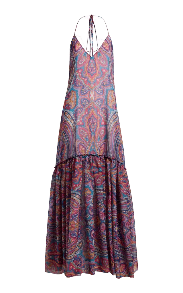 Gathered Chiffon Maxi Dress