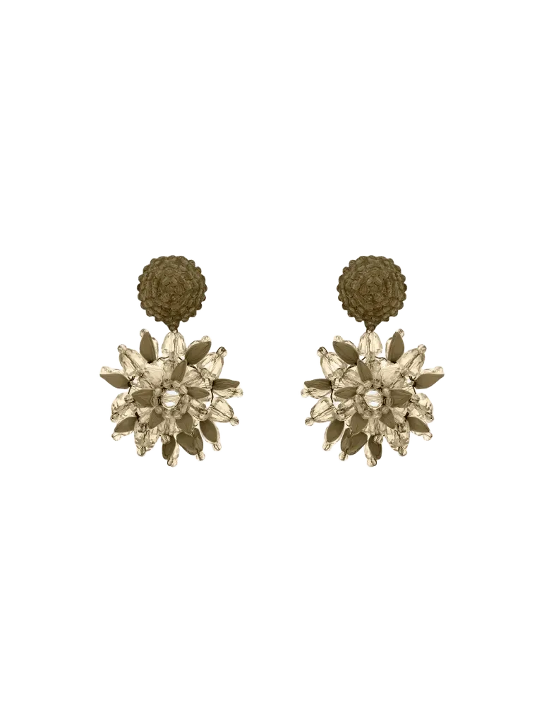Raffia & Beaded Flower Earrings