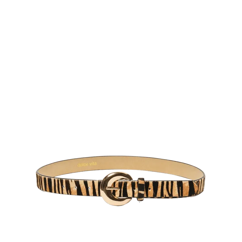 Chunky Curved Buckle Belt Tan Zebra