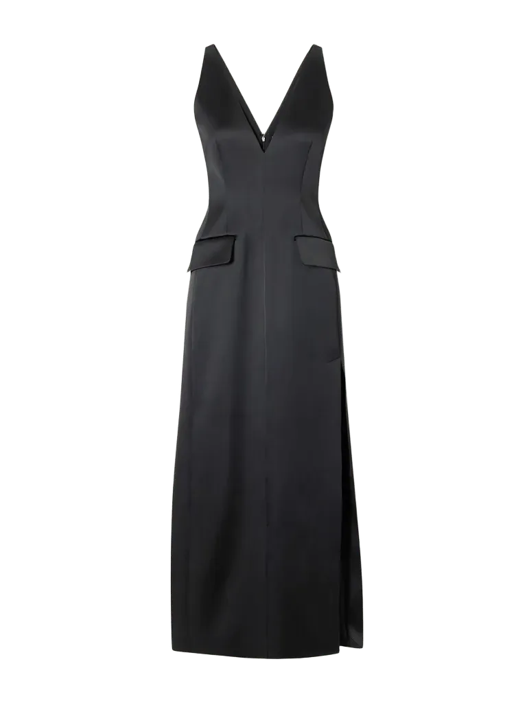 Extra darted stretch-satin midi dress