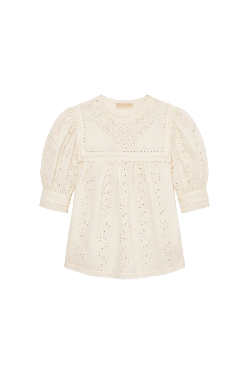 Una Short Sleeve Cotton Top - Pearled Ivory