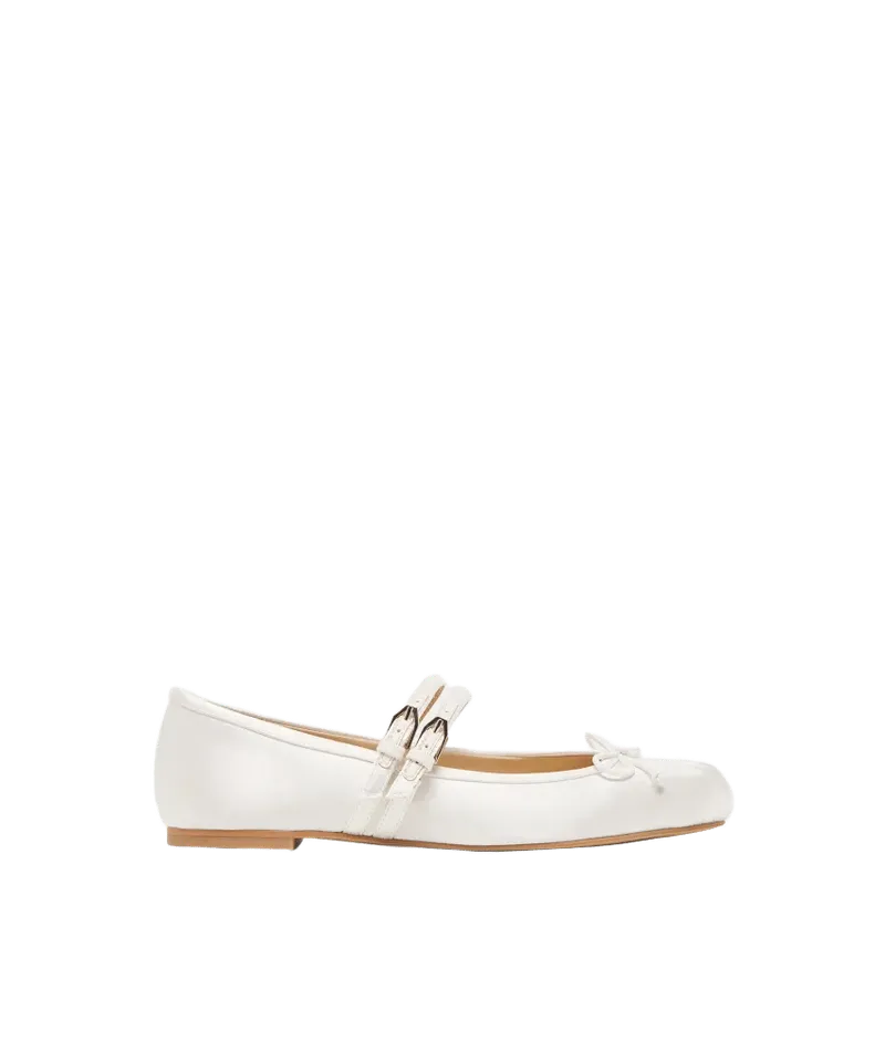 Gibsen Ballet Flats True White Satin