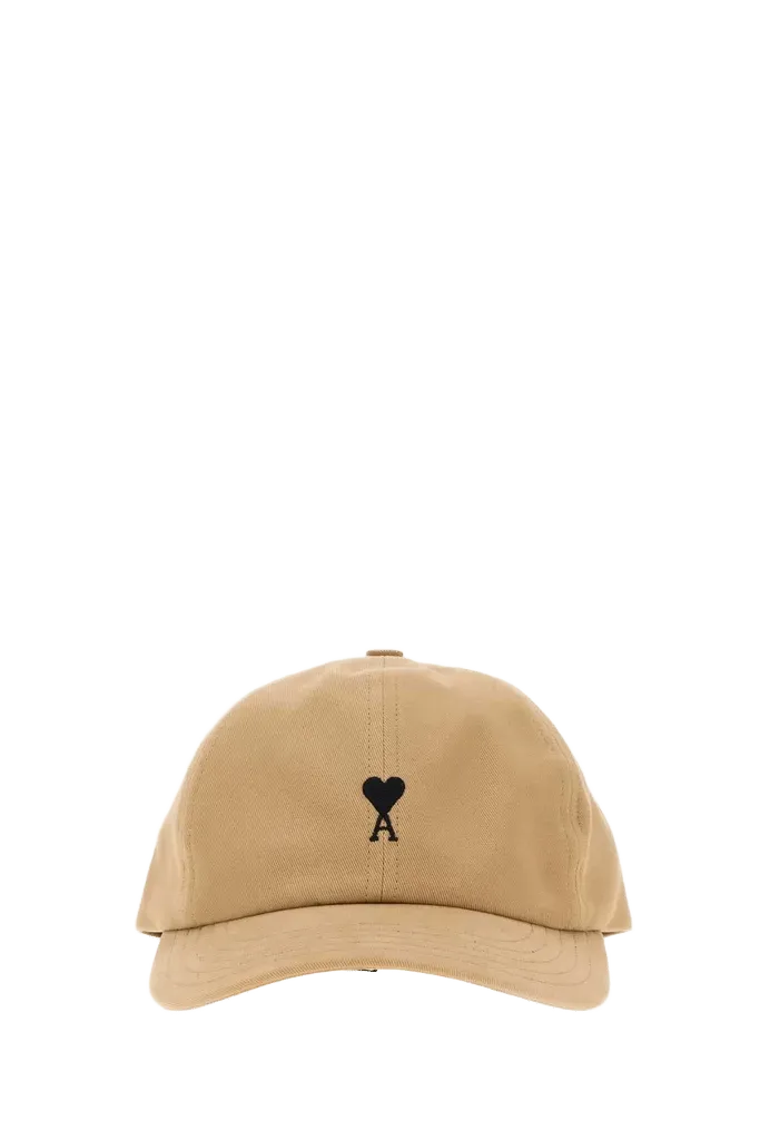 AMI Paris UCP265AW0041 Heart-Embroidered Cotton Baseball Cap — Beige