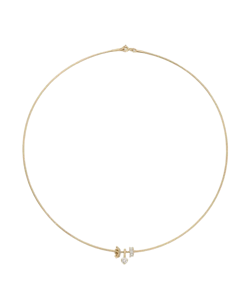 Royal Diamond Trio Mini Bead Collar Necklace
