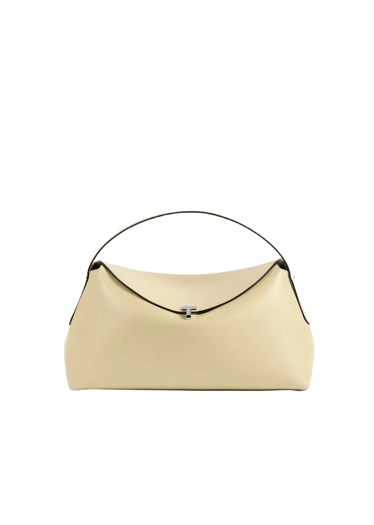 T-lock leather top handle champagne