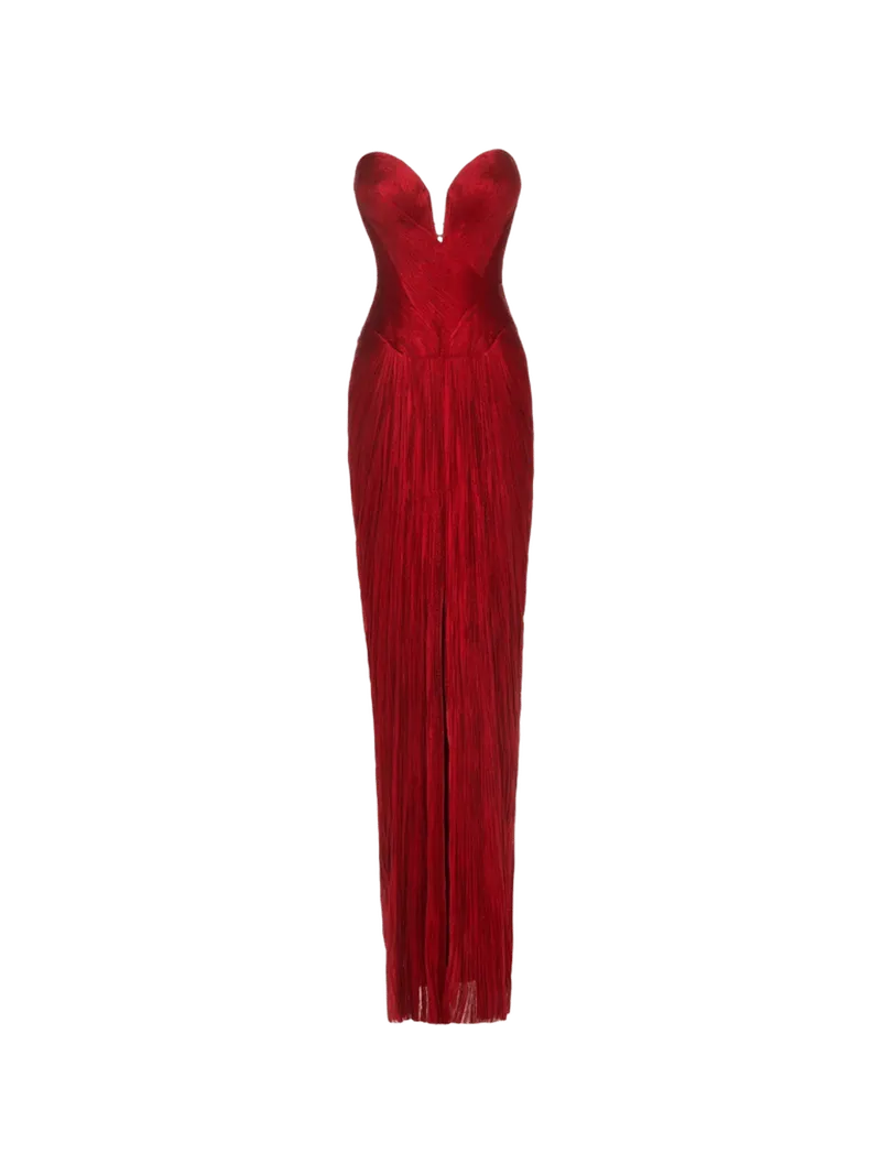 Maria Lucia Hohan Noor pleated lace-up maxi dress