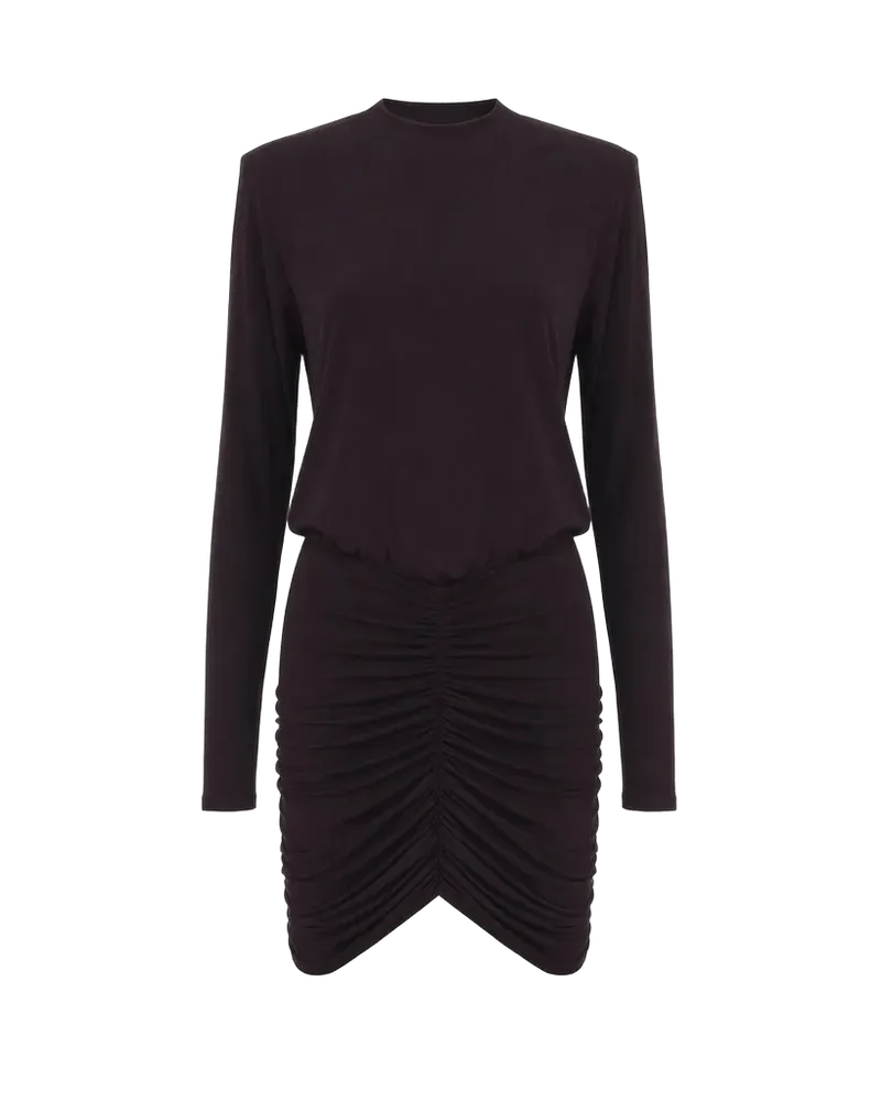 The Andamane Ruched Jersey Mini Dress — Black
