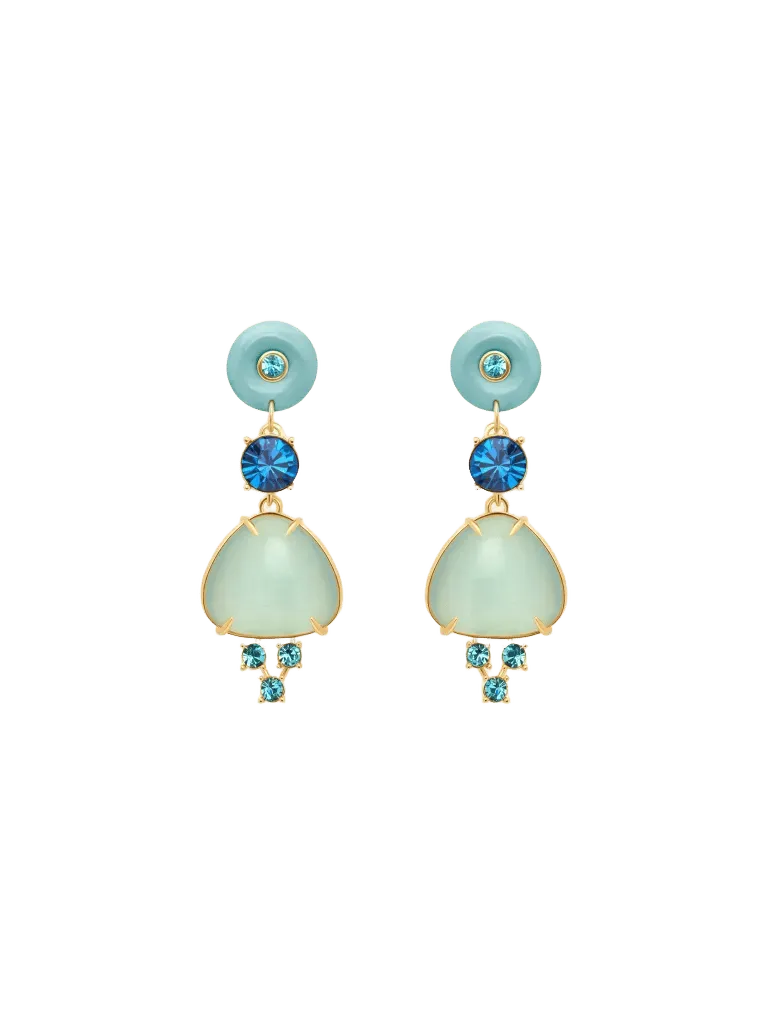 Cabochon Drop Crystal Earrings