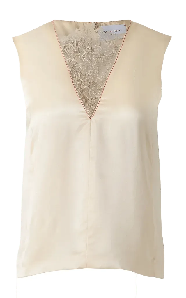Lace-Inset Silk Tank Top