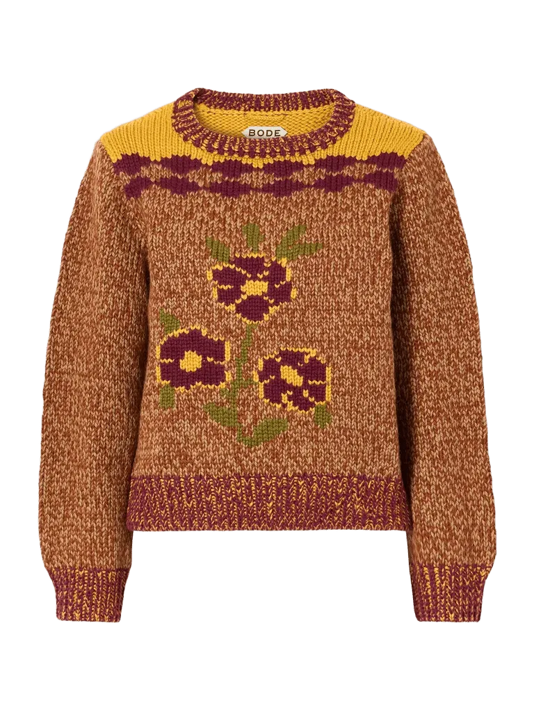 Desert Rose intarsia-knit wool sweater